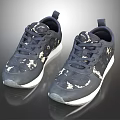Modern Stylish Lace Up Sneakers With Dark Upper White Patterns And White Sole