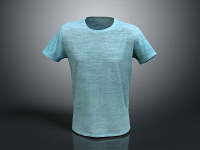 Light Blue Short Sleeve T-shirt With Round Neck And Textured Fabric Design 3d model
