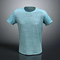 Light Blue Short Sleeve T-shirt With Round Neck And Textured Fabric Design