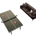 Indoor Table Tennis Table With Table Tennis Rackets And Sofa In Living Room