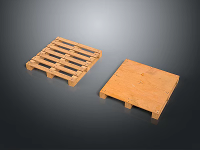 Sturdy Wooden Block and Flat Deck Pallets as Industrial Material Handling Equipment for Logistics 3d model