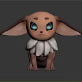 Cute Fantasy Creature 3D Character With Pink Body Large Ears Blue Eyes And White Mane