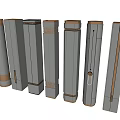 Various Modern Column Designs Featuring Gray Bodies And Copper Decorative Bands 3d model