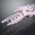 White 3D Rendered Mechanical Model With Detailed Sci Fi Components Cannon And Wheels 3d model