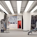 Modern Fitness Gym Interior With Treadmills Workout Equipment And Large Windows