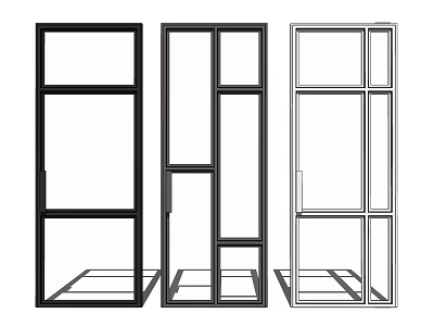 Modern Interior Door Design Featuring Glass Panels And Various Frame Styles 3d model