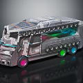 Futuristic Silver Bus With Transparent Roof Colorful Lights And Modern Tech Design