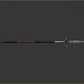 Traditional Spear Weapon With Green Red Shaft And Metal Spearhead Design