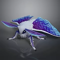 Fantasy Moth Game Movie Character With White Blue Purple Glowing Transparent Wings