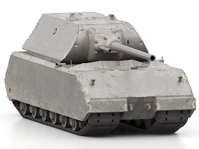 Vintage Military Tank with Long Barrel Heavy Tread Tracks Gray Exterior and Armor 3d model