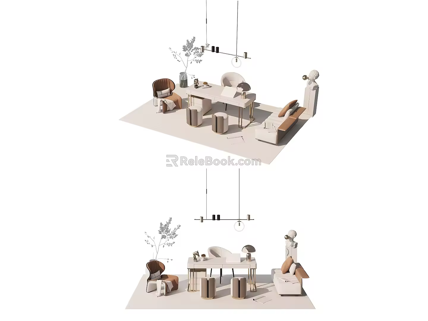 Nordic Desk and Chair Table Desk 3d model