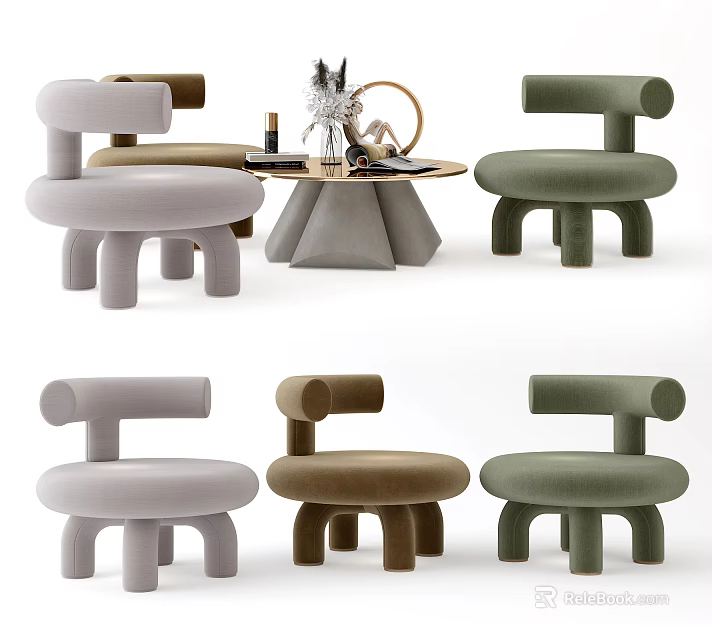 Modern Leisure Sofa Combination With Multiple Colors Round Design And Coffee Table 3d model