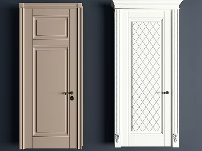 Light Brown and White Hinged Doors with Diamond Pattern for Home Interior 3d model