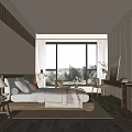 Modern Hotel Room Interior With Wooden Accents Large Window And Natural View