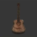 Vintage Style Handmade Guitar with Detailed Decorative Carvings Using Art Supplies