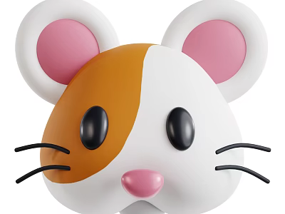 Cute Mouse Shaped Doll With White Pink Ears Brown White Face Black Eyes 3d model