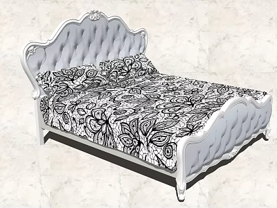 Jane European Double Bed Classical Double Bed 3d model