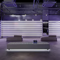 Modern Fashion Retail Store With Clothing Shoes Display Racks And Stylish Lighting