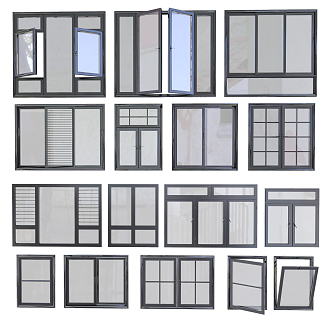 modern casement window sliding window architectural window 3d model