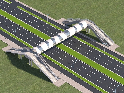 Landscape pedestrian bridge 3d model