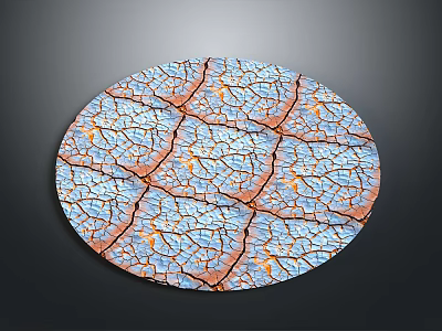 Automotive Brake Disc With Circular Shape Cracked Surface And Blue Orange Texture 3d model
