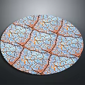 Automotive Brake Disc With Circular Shape Cracked Surface And Blue Orange Texture