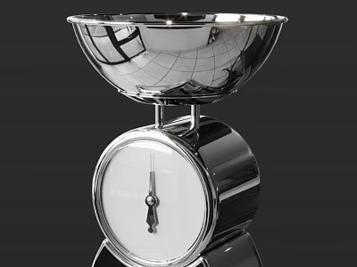 Stainless Steel Commercial Scale Featuring Round Dial And Silver Metal Bowl 3d model