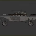 Futuristic Armored Car with Large Wheels Metallic Blue Exterior and Reinforced Roof Structure