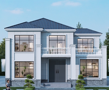 New Chinese-style Villa Two-story Villa 3d model