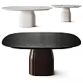 Modern Design Dining Table With Black Tabletop And Brown Cylindrical Legs 3d model