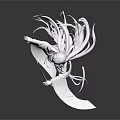 Elegant Game Movie Character With White Hair White Outfit And Flowing Ribbons 3D Render