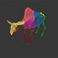 Animal Skeleton Model Featuring Horned Skull And Detailed Bone Structure