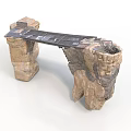 Metal Bridge Structure Supported by Natural Rock Formations and Metal Framework