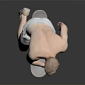 Shirtless Male In Light Shorts Riding Skateboard On Reflective Gray Floor