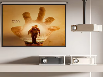 Projection Monitoring System Featuring Projector And Surveillance Screen With Visual Content 3d model