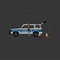 Sheriff Police Car With Open Trunk Police Lights And Officer Figure