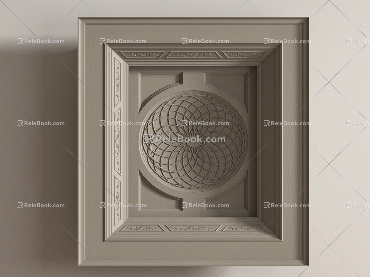 French Gypsum Carved Ceiling Ceiling Ceiling Light Plate Corner Angle Gypsum 3d model