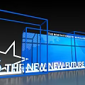 Blue Frame Structure With White Star And To The New New Future Text 3d model
