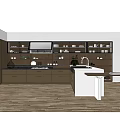 Modern Kitchen Interior With Spacious Cabinets Island Counter And Storage 3d model
