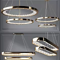 Modern Elegant Chandeliers With Crystal Decor And Circular Metal Frames In Different Sizes