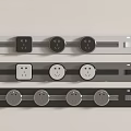 Modern Electrical Socket And Switch Panel Designs With Multiple Outlets And USB Ports 3d model