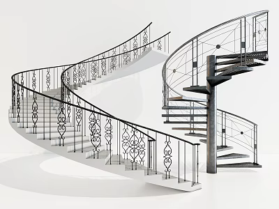 modern staircase revolving staircase 3d model