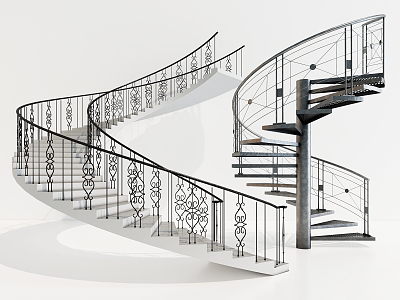 modern staircase revolving staircase 3d model