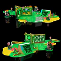 Forest Fantasy City 3D Model Design With Green Background Flowers And Trees