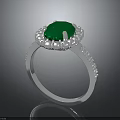 Elegant Silver Ring With Round Green Gemstone And Sparkling Diamond Accents
