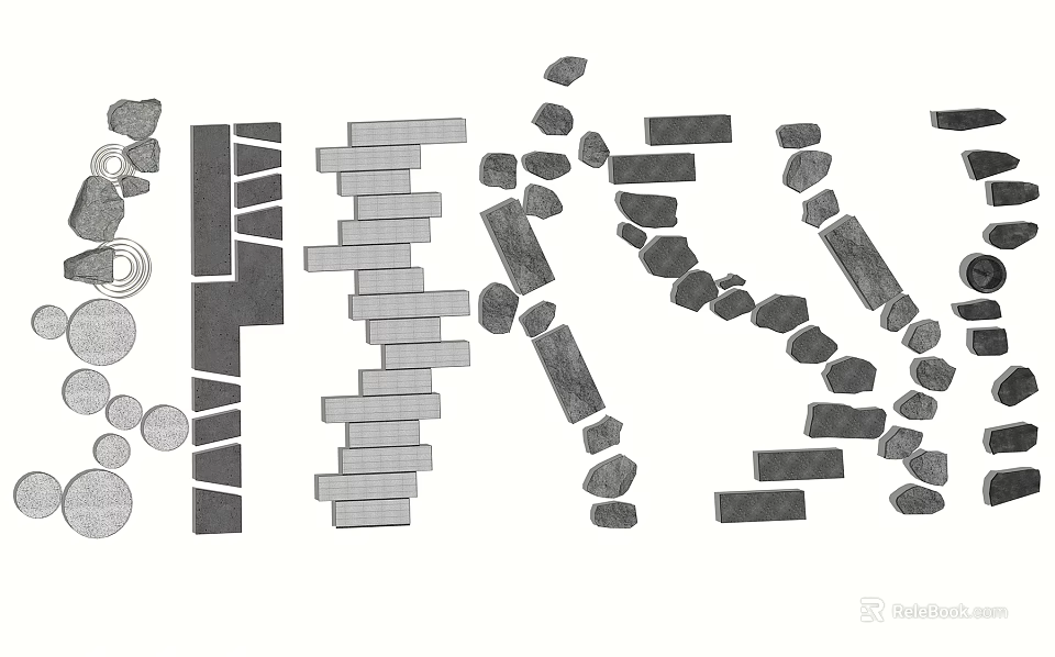 Creative Garden Stepping Stones Design With Various Shapes And Arrangements 3d model 