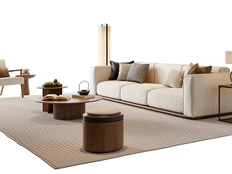 New Chinese-style Song-style Sofa Coffee Table Combination New Chinese-style Sofa Coffee Table Solid Wood Sofa Coffee Table Three-person Sofa Single-person Sofa Casual Chair Side Table Coffee Table Ornaments 3d model