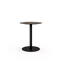 Black Round Modern Coffee Table With Sleek Tall Slim Leg And Circular Base 3d model