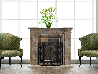 European Fireplace Combo 3d model