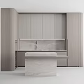 Minimalist Modern Kitchen Interior With Sleek Cabinets And Smooth Marble Countertop Sink